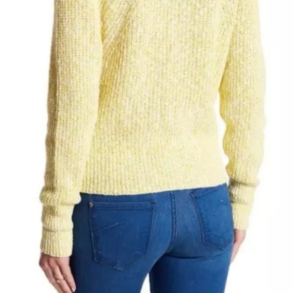 Free People Electric City Knit Sweater Butter Yellow Size XS Cotton Linen Blend